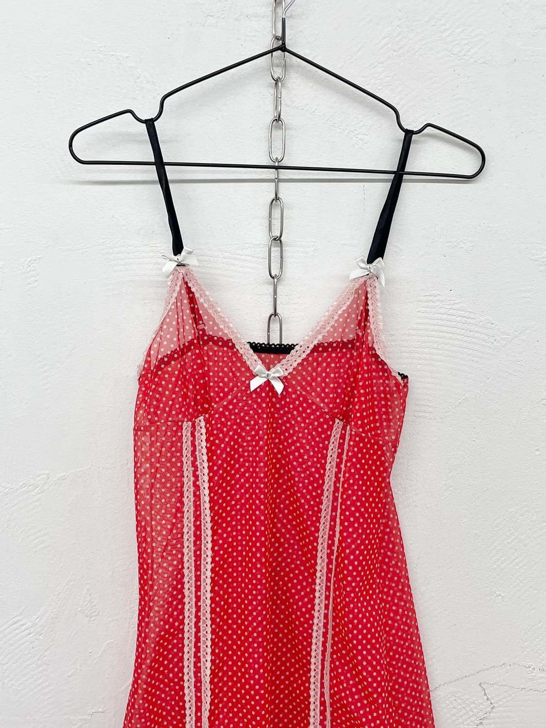 갸루 레드 도트 키치 슬립 상품이미지5