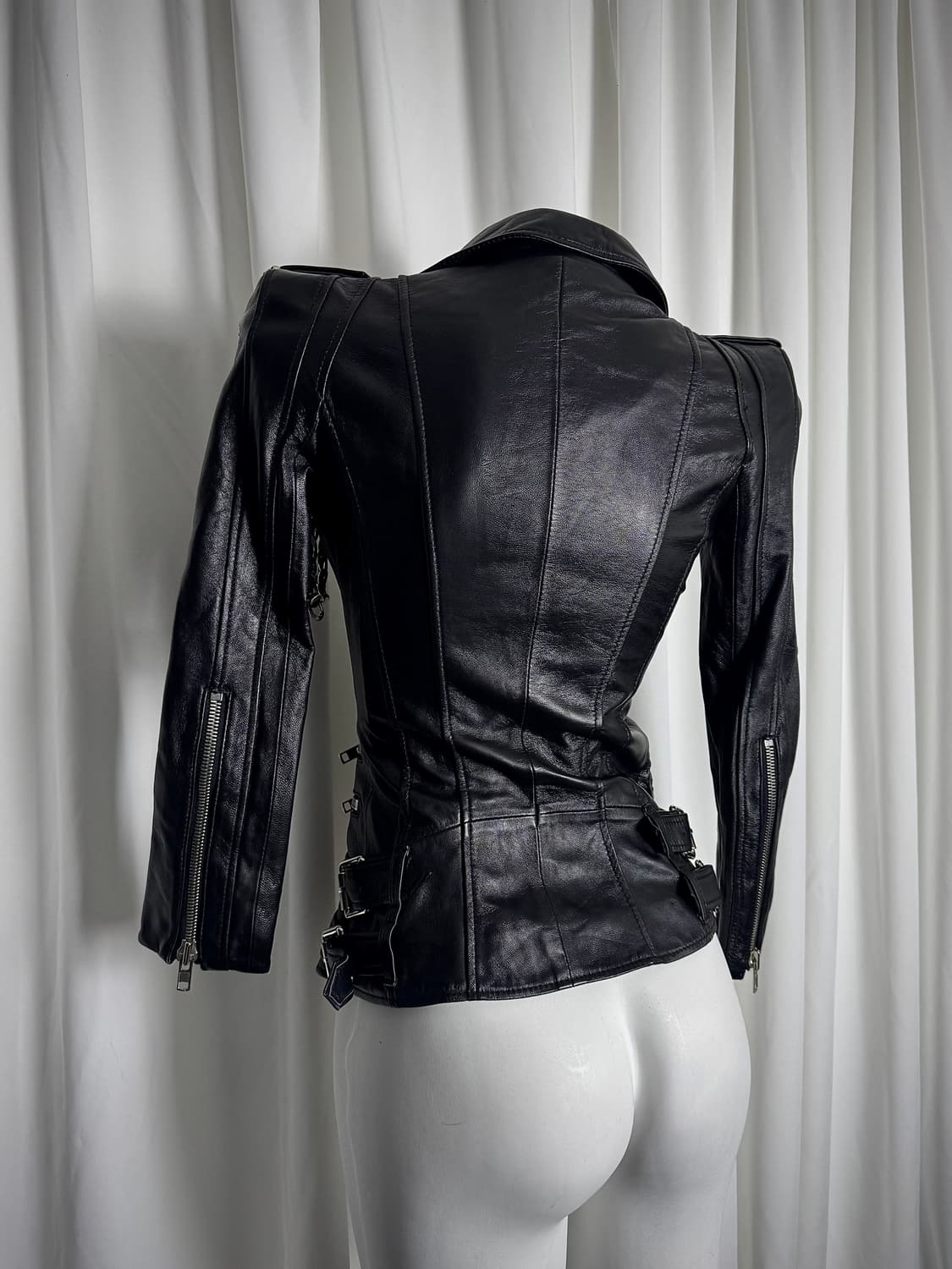 Black chain leather jacket 상품이미지4