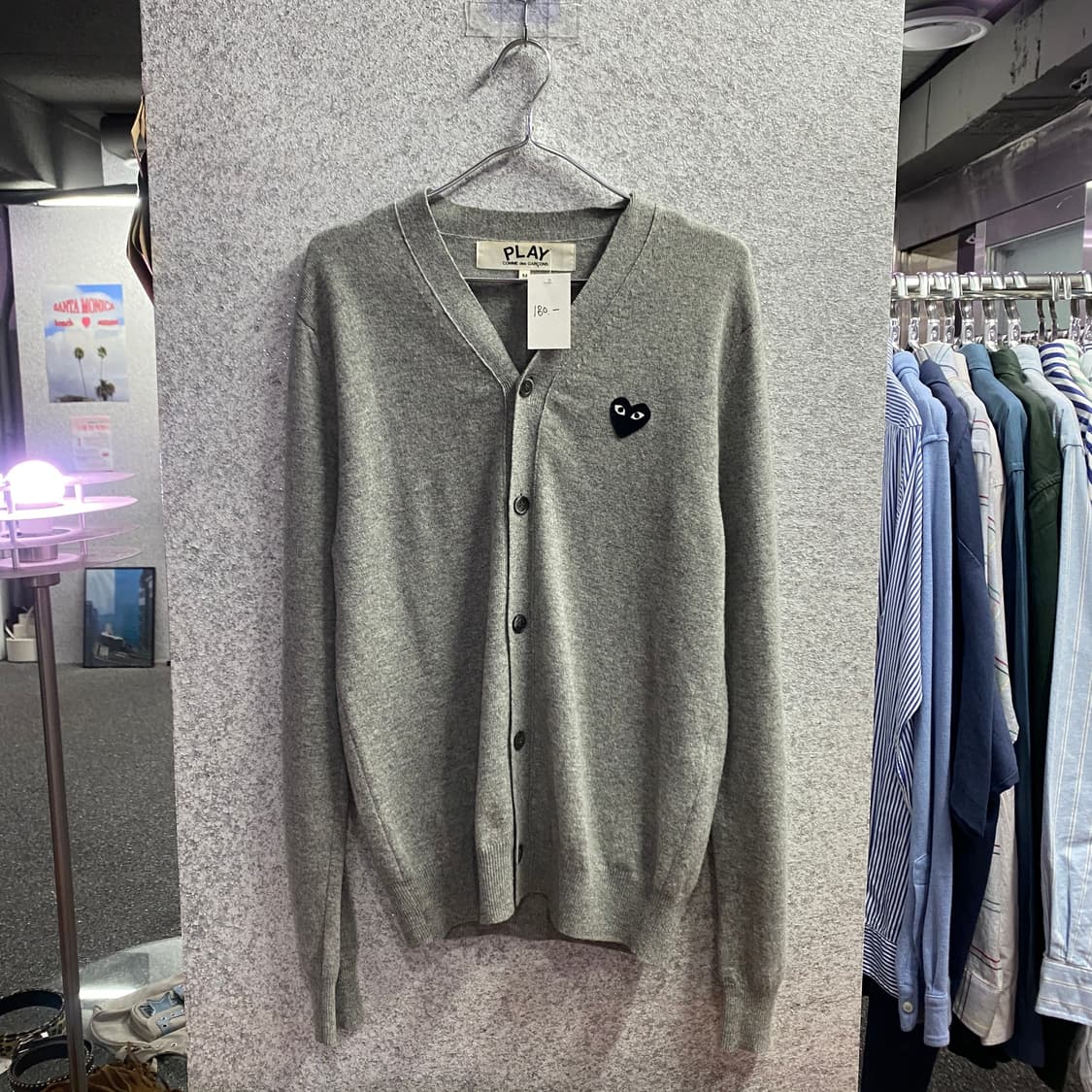 꼼데가르송 플레이 블랙하트와펜 그레이 울 가디건  B3994 상품이미지2
