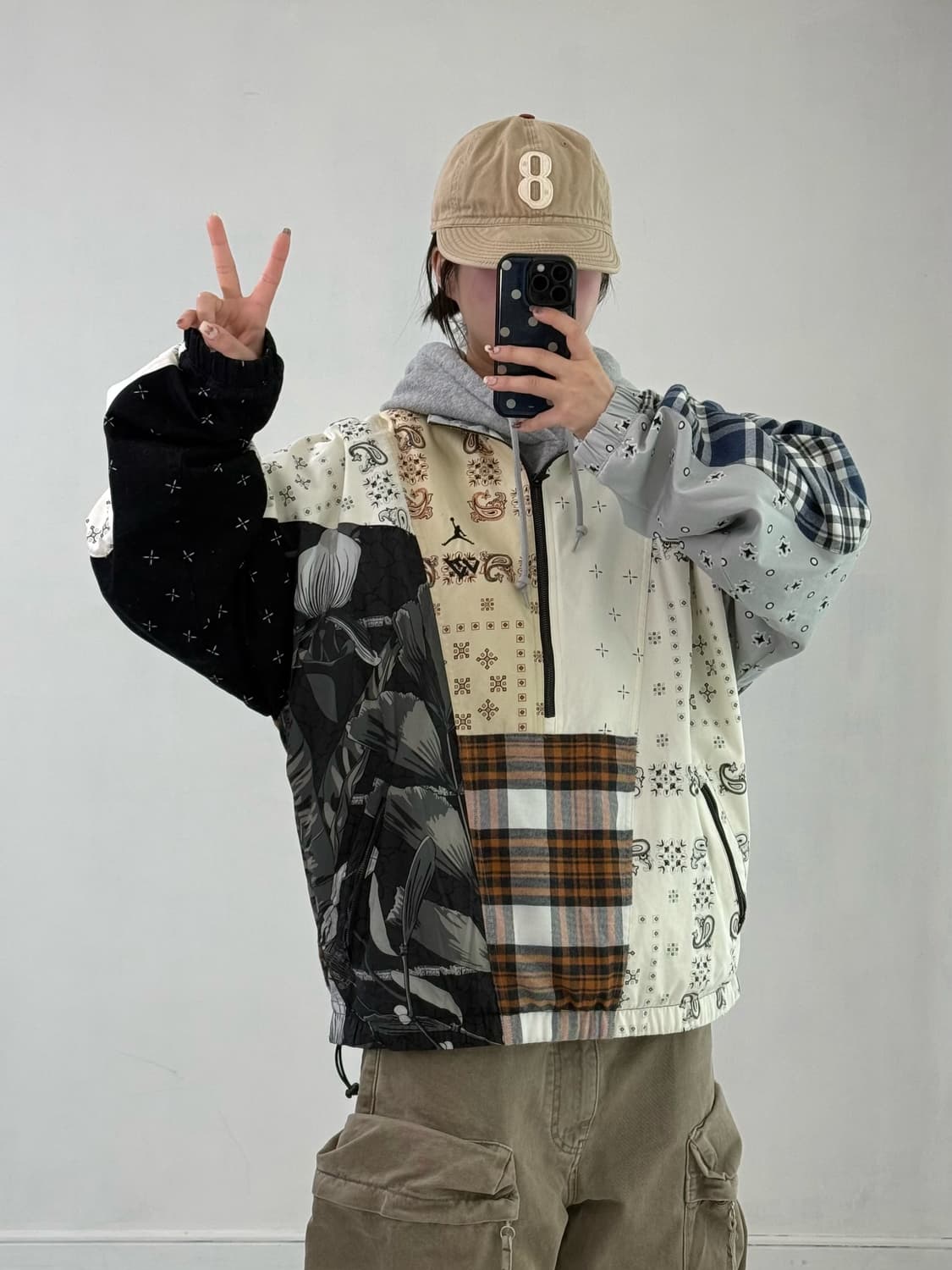 조던x러셀 웨스트브루크 패치워크 반집업 상품이미지4