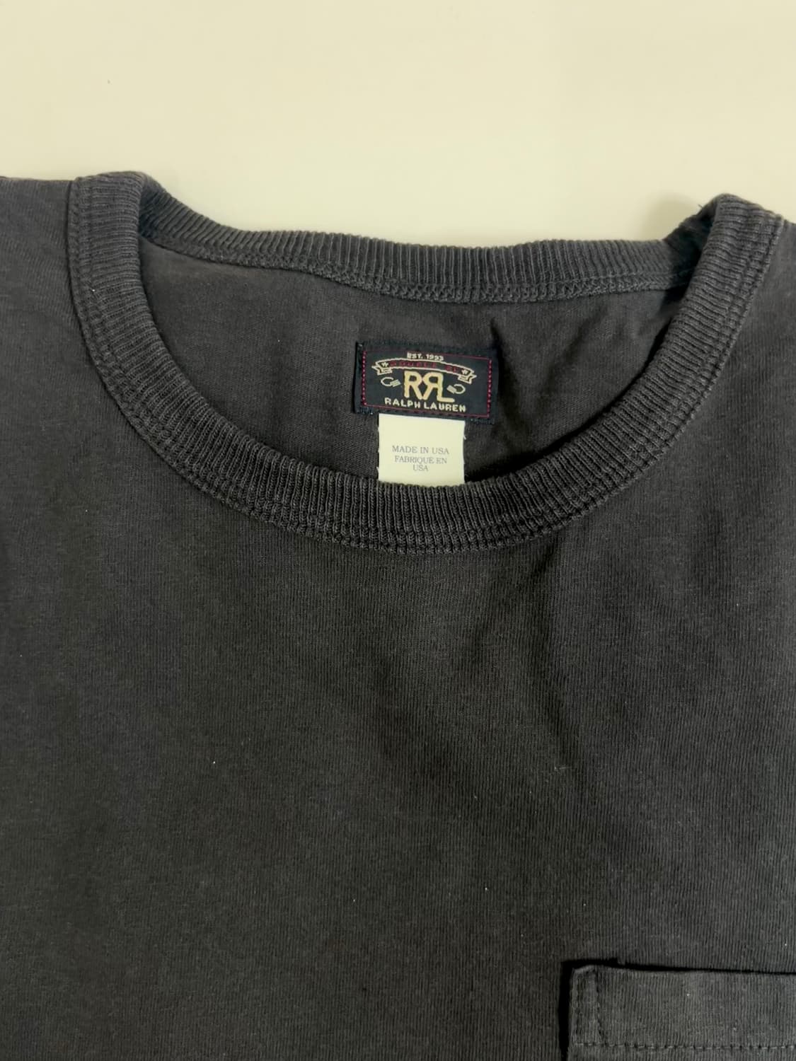 RRL 더블알엘 가먼트워싱 포켓티 블랙 / m 상품이미지2