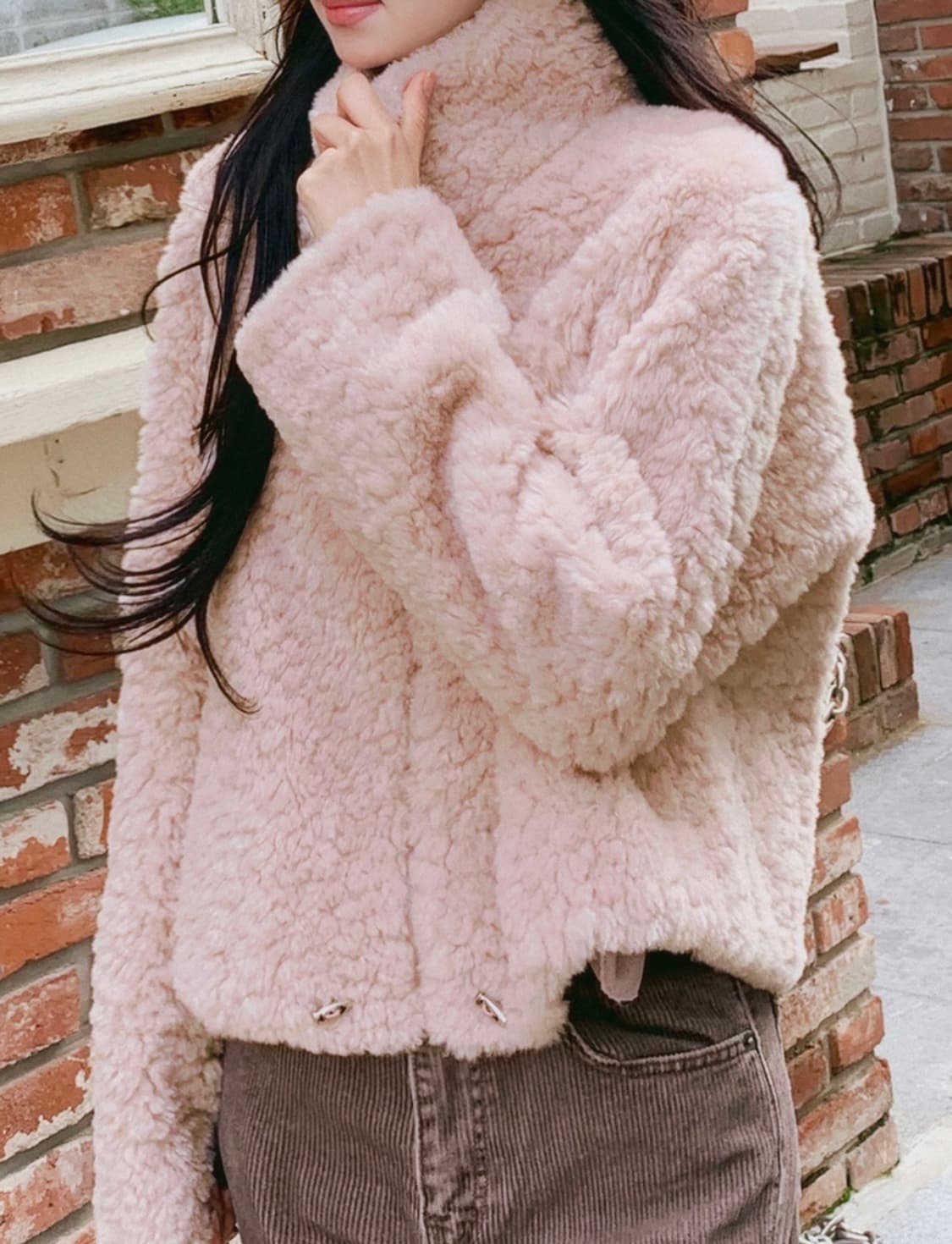 밀크코코아 핑크 무스탕 퍼자켓 상품이미지2