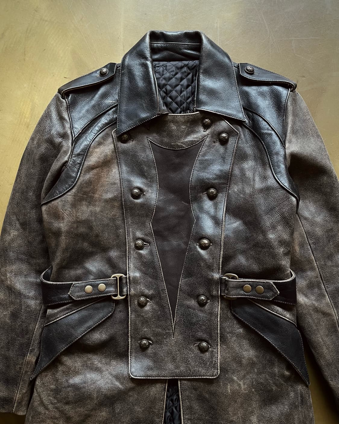 Gothic Cowhide Leather Napoleon Coat 상품이미지4