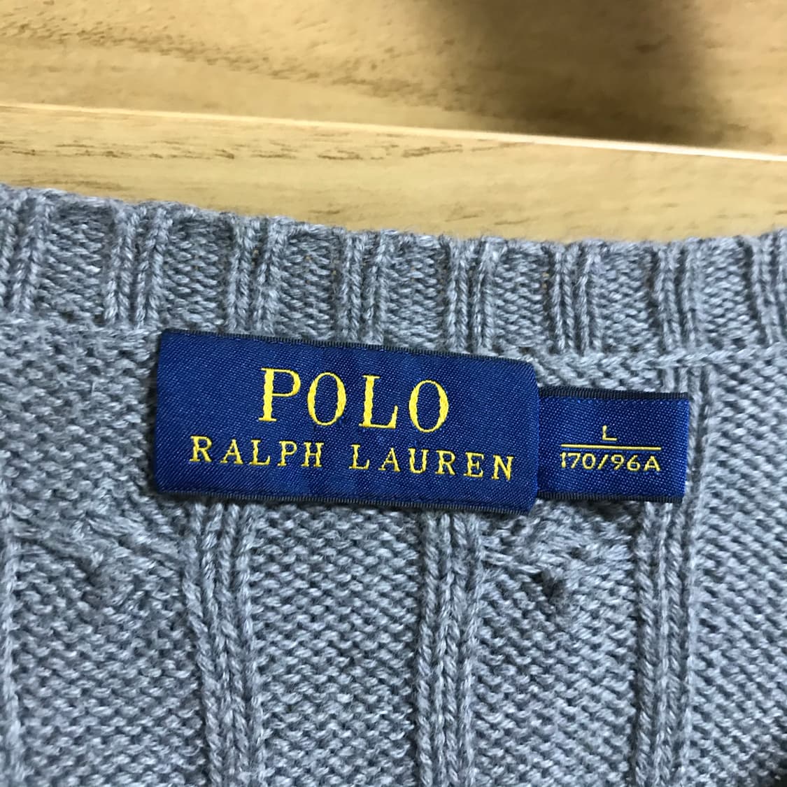 폴로 그레이 회색 정품 라운드 꽈배기니트 상품이미지3