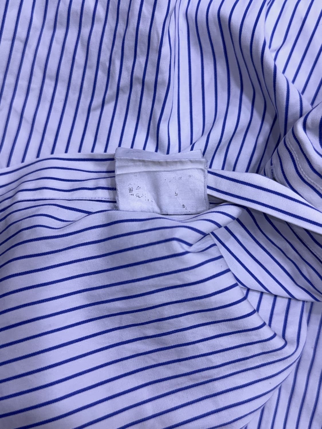 폴로 랄프로렌 스트라이프 반팔 셔츠 커스텀핏 화이트 블루 XXL 상품이미지7