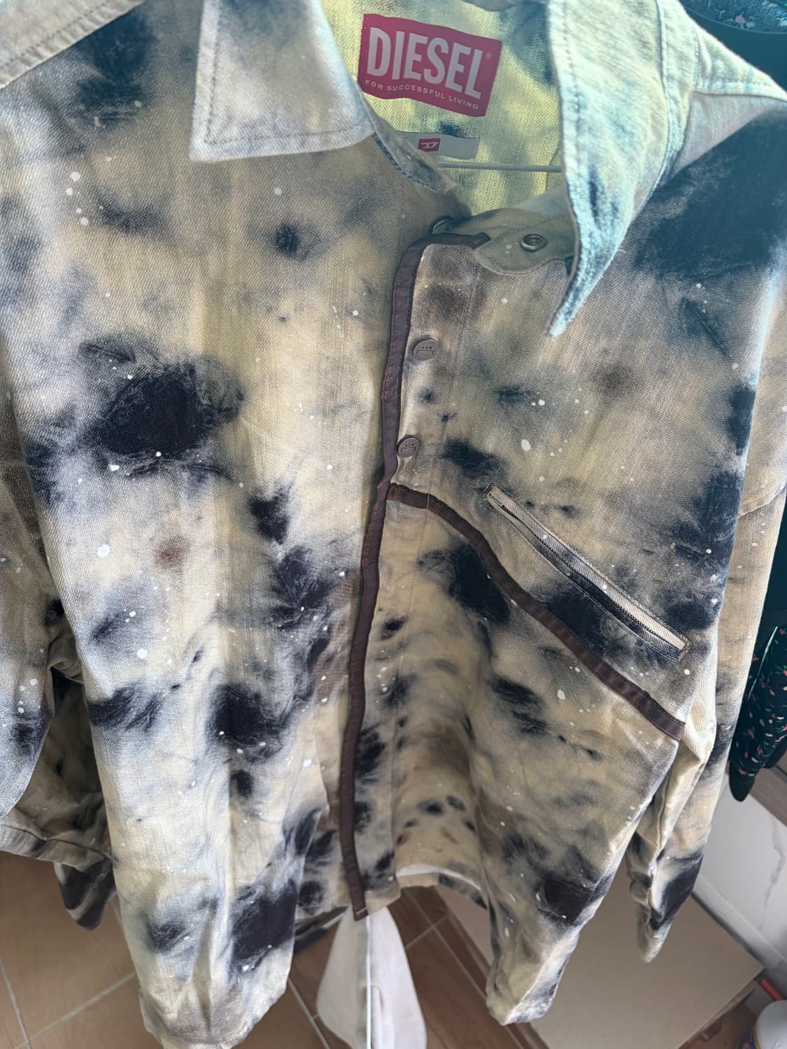 어콜드월 X 디젤 콜라보 태그사틴 프린트 트윌 오버셔츠자켓 브라운 L 상품이미지7