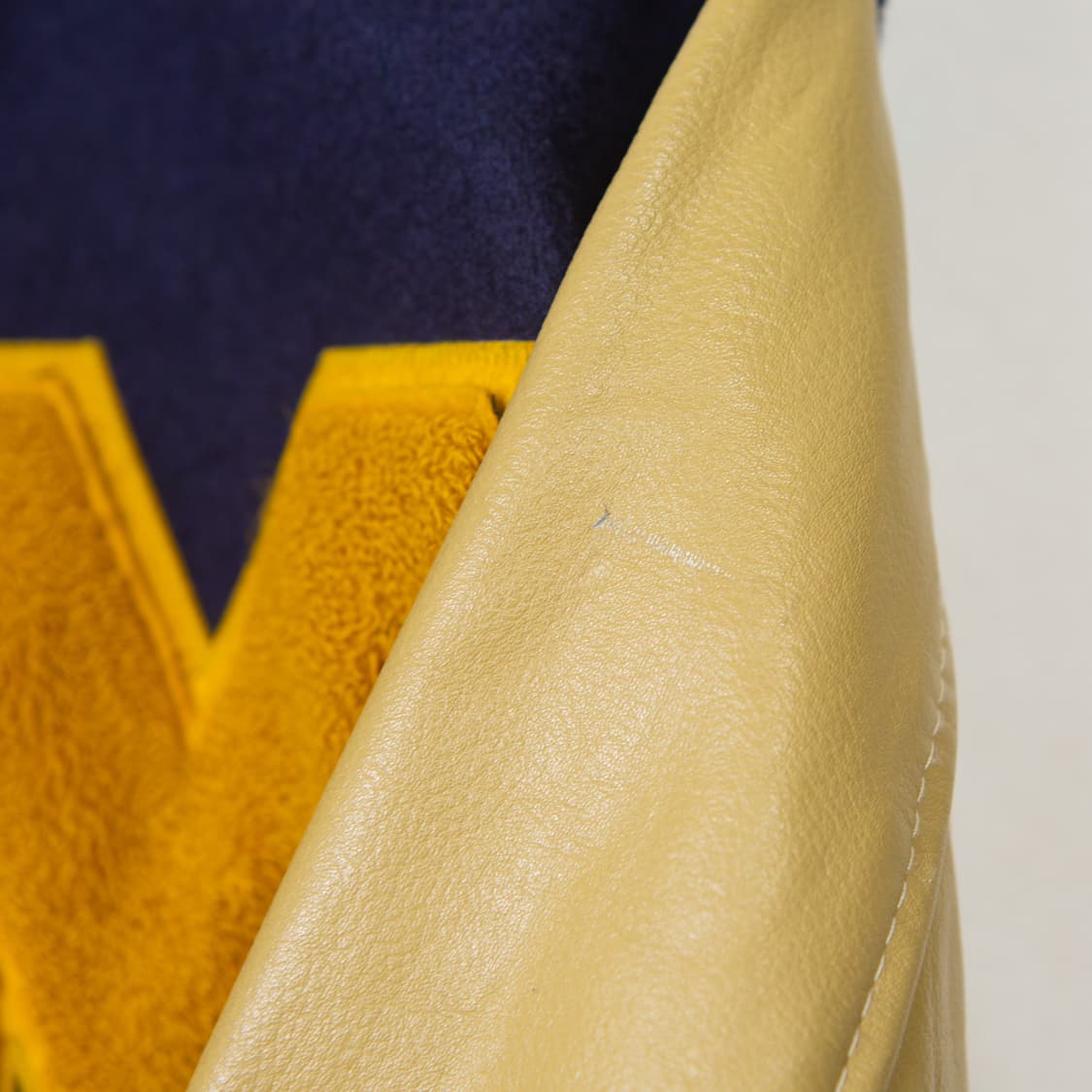 90s 레더암 패치워크 바시티 자켓 네이비 상품이미지10