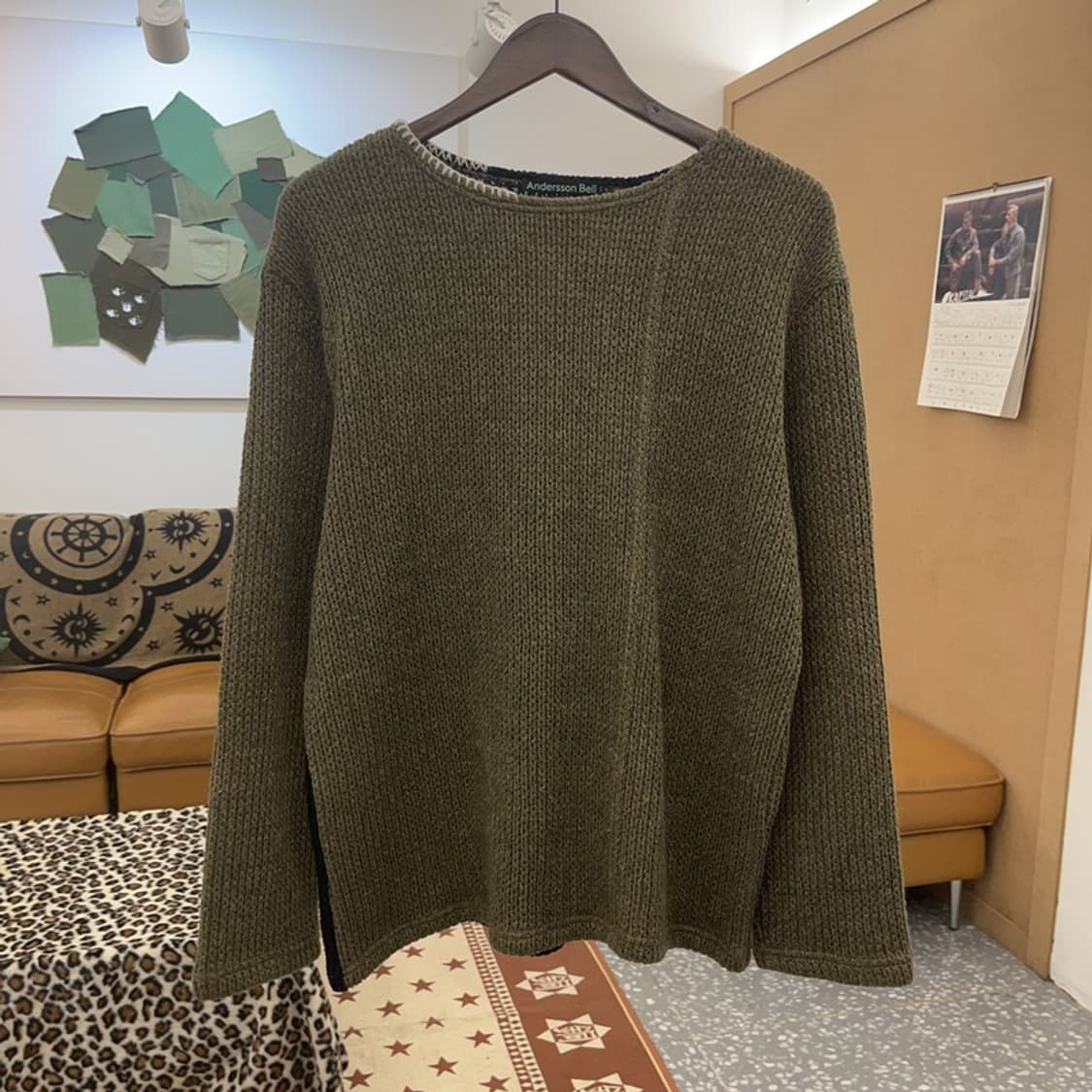 앤더슨벨 유니크 배색 콘트라스트 보트넥 니트 S C08879 상품이미지3