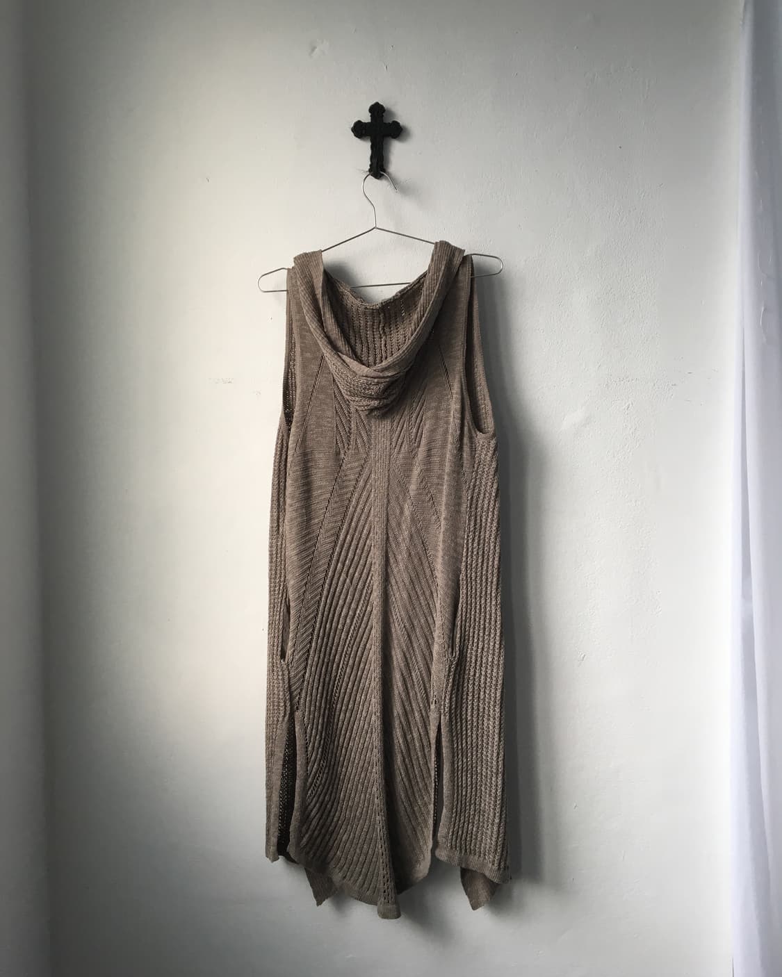 Drape knit hood open cardigan 상품이미지3