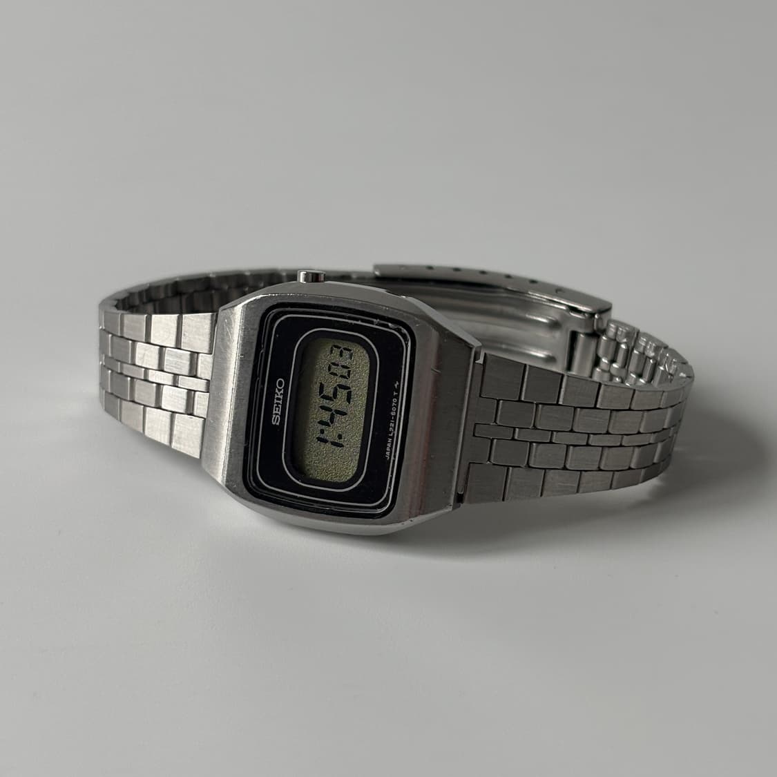 1980년대 빈티지시계 실버 스퀘어 디지털 쿼츠 여성 상품이미지1