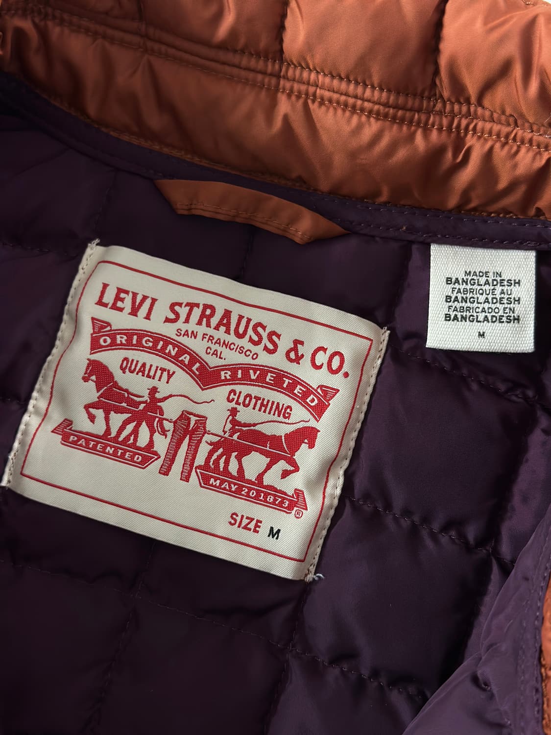 리바이스 번트 오렌지 퀼팅 자켓 상품이미지4