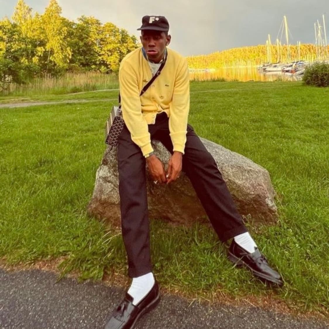 60s IZOD 라코스테 아크릴 가디건 옐로우 상품이미지1