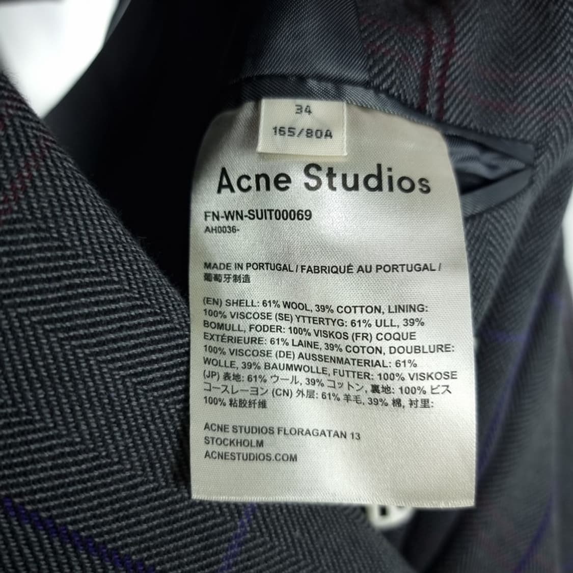 [아크네스튜디오] 더블 브레스트 그레이 체크 수트 셋업 P01595 상품이미지8