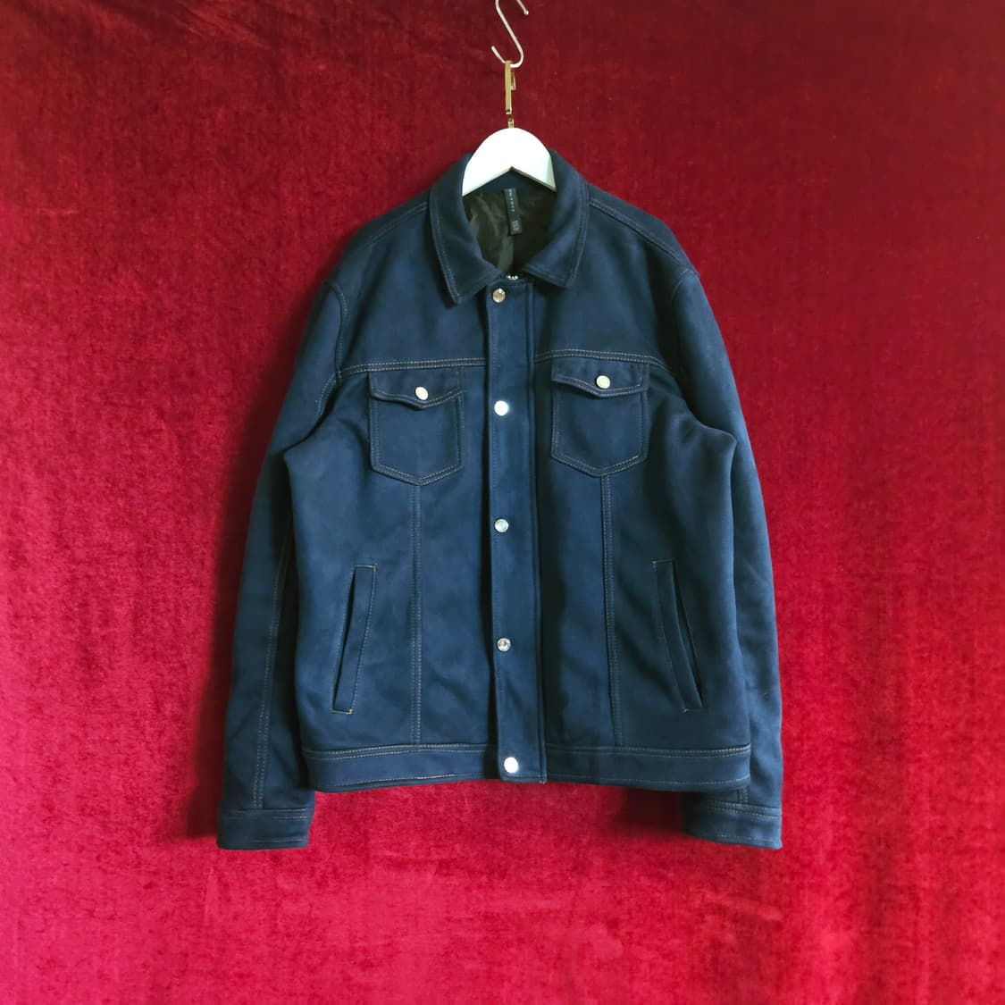 자라(ZARA) 블루 벨벳 스웨이드 트러커 자켓 XXL size 상품이미지4