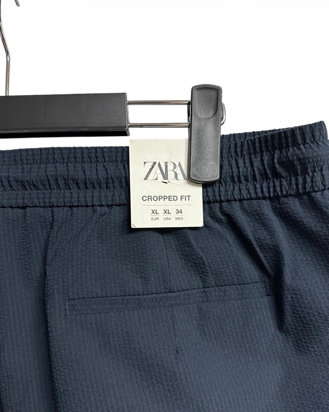 *새상품 자라(ZARA) 크롭핏 네이비 시어서커 반바지 XL(34) 상품이미지3