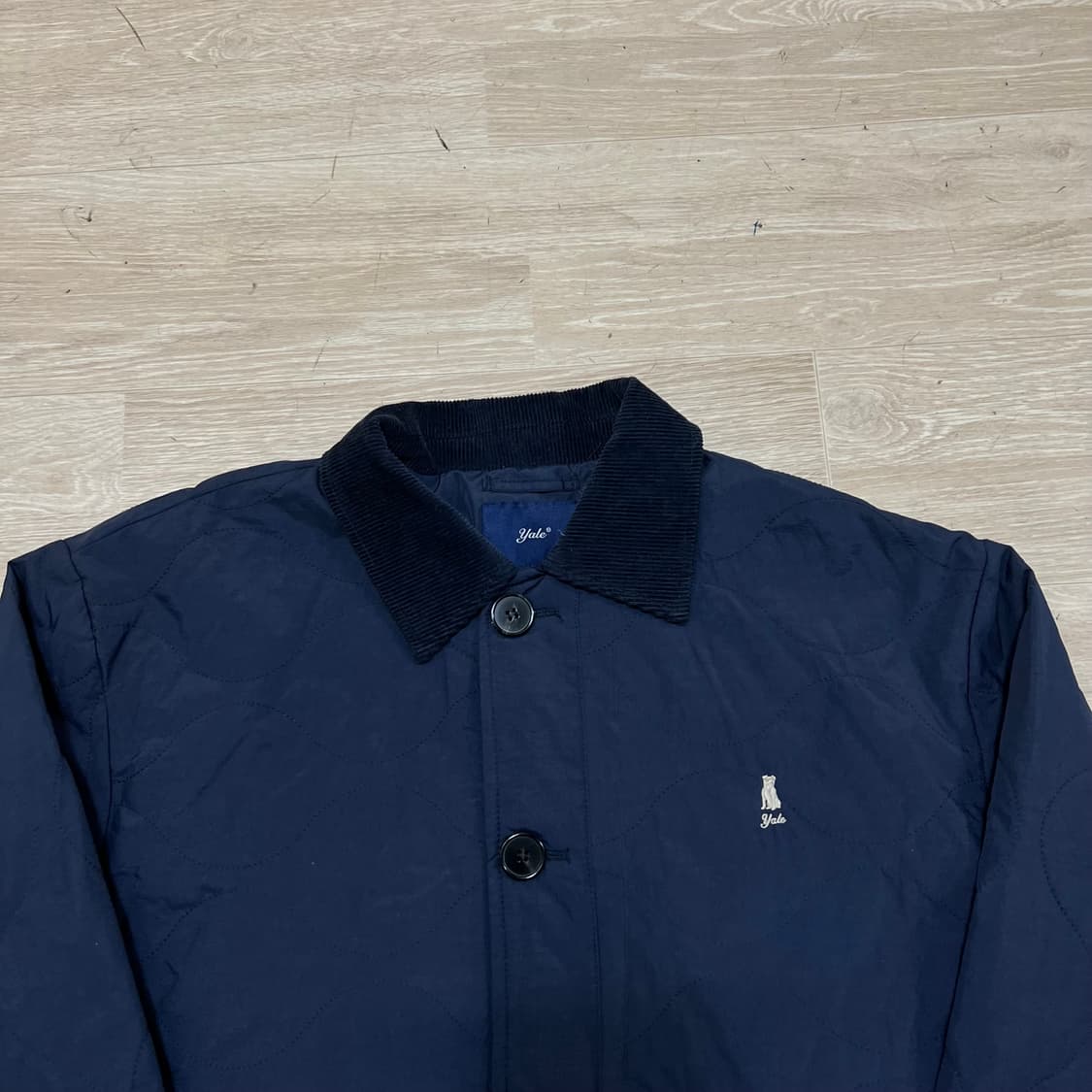 예일 베어로고 코듀로이 카라 웨이브 퀼팅자켓 [네이비] L/100 상품이미지2