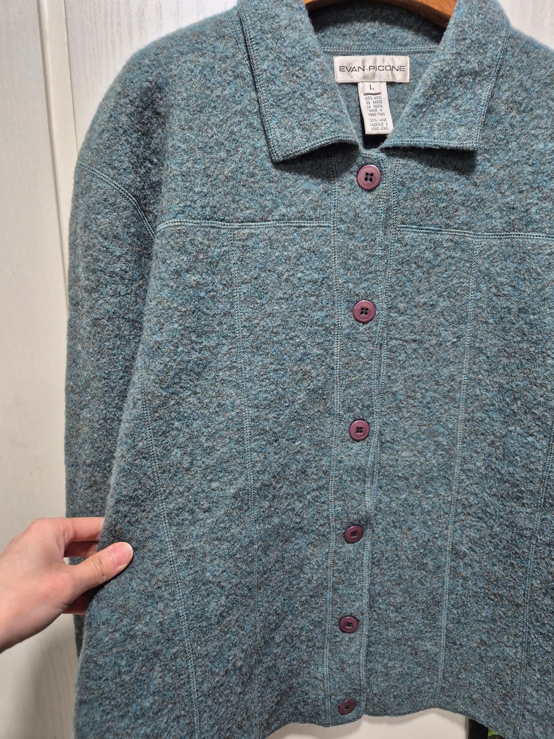 (세일)VTG.에반피콘 압축울 블루 그린 자켓 상품이미지4