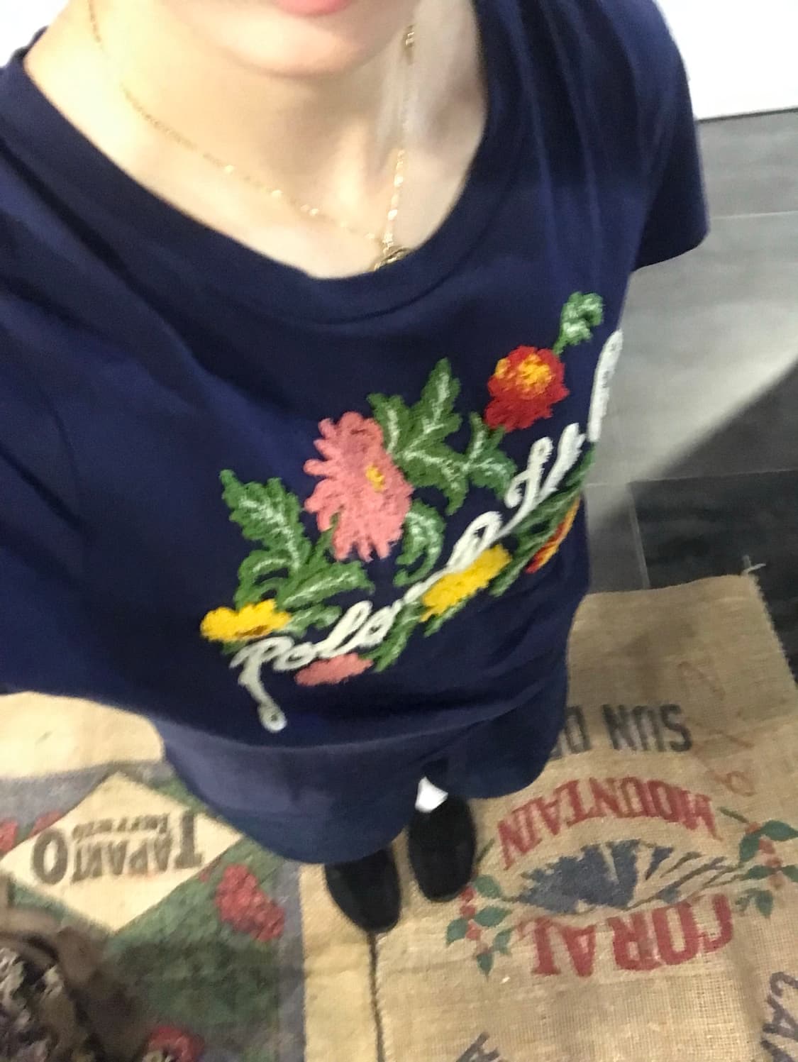 Polo flower needlework t-shirt 상품이미지2