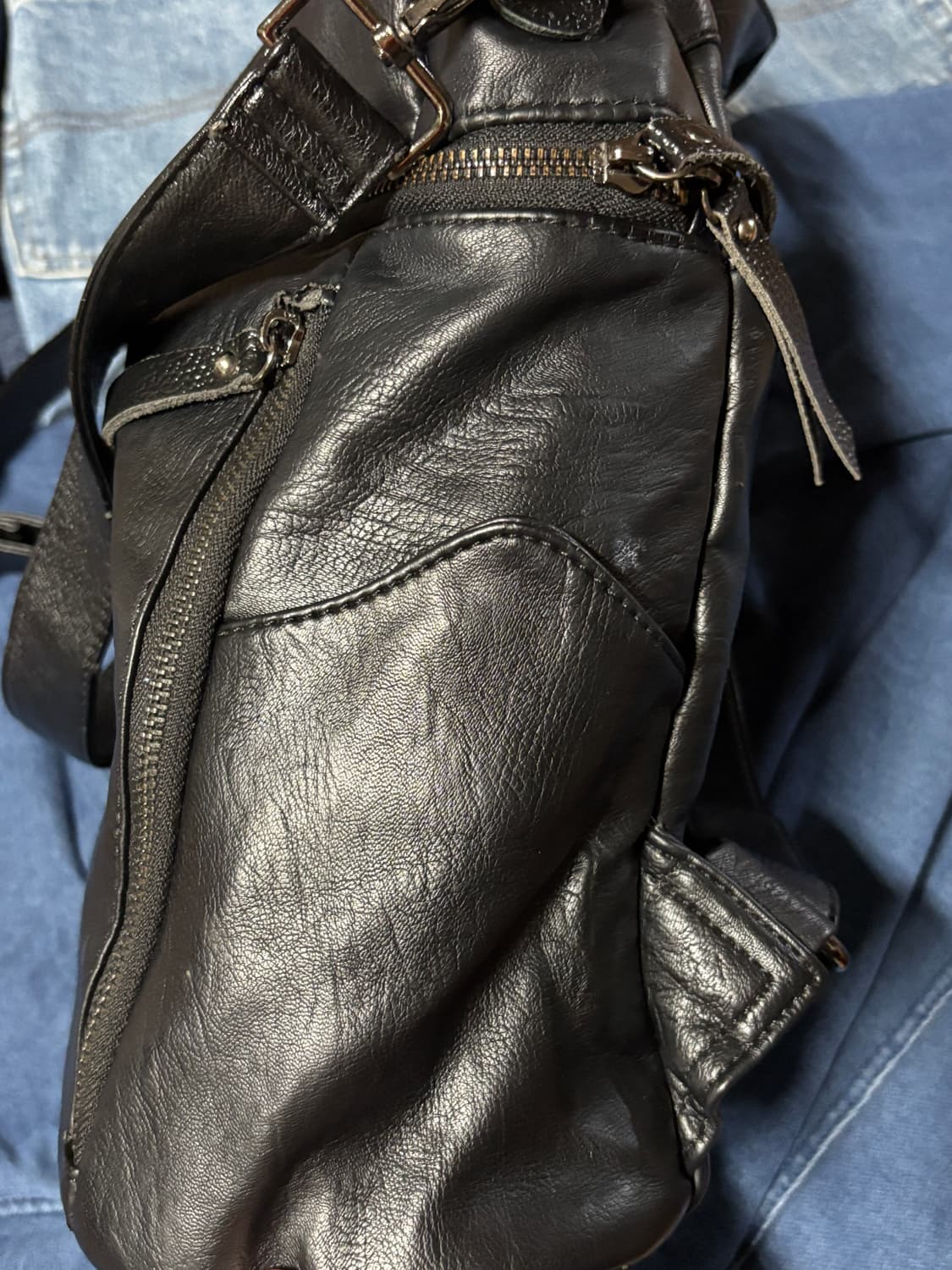 basic black leather back pack 상품이미지4