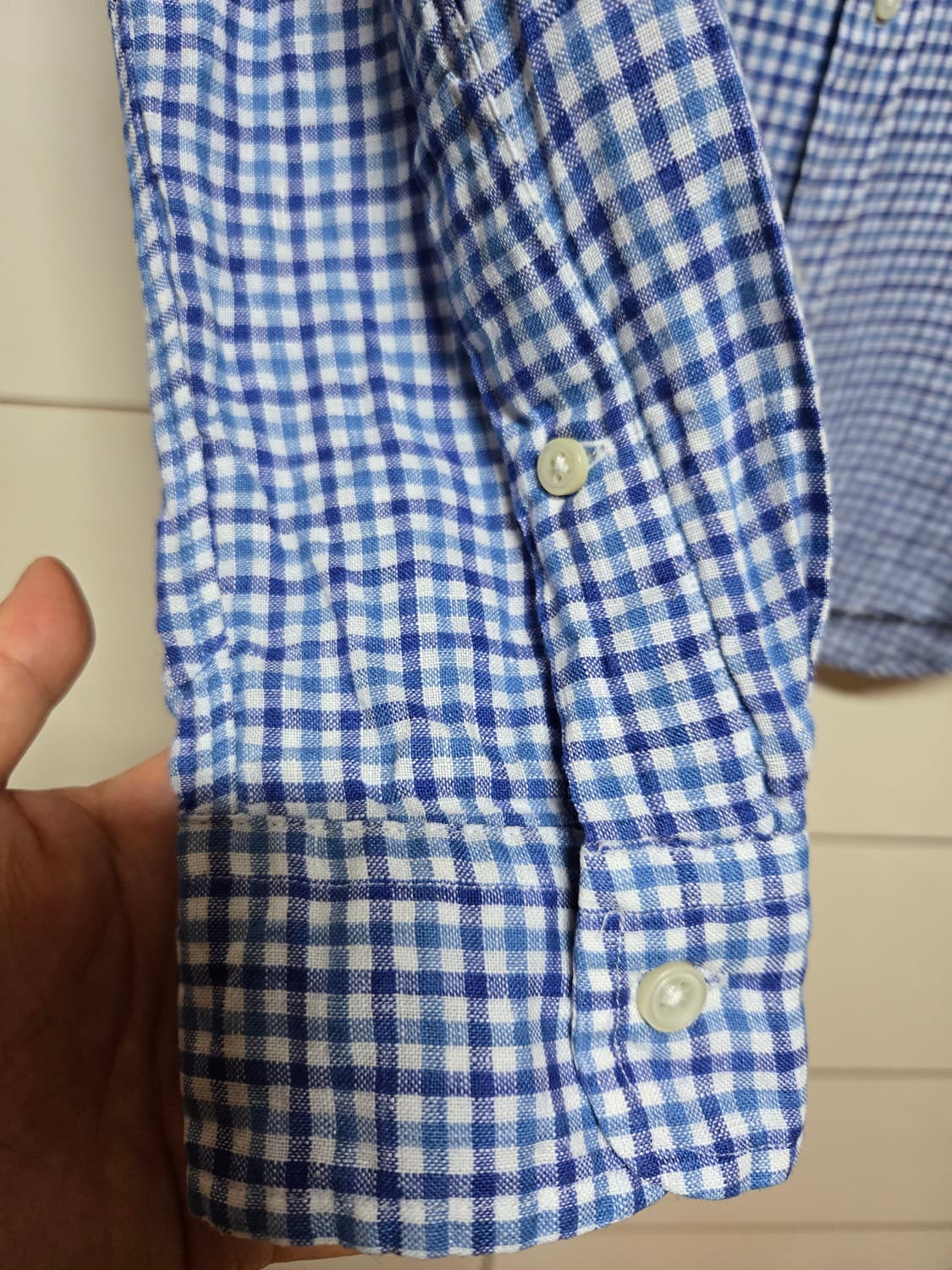 폴로 랄프로렌 남성 린넨 깅엄 체크 셔츠 상품이미지5