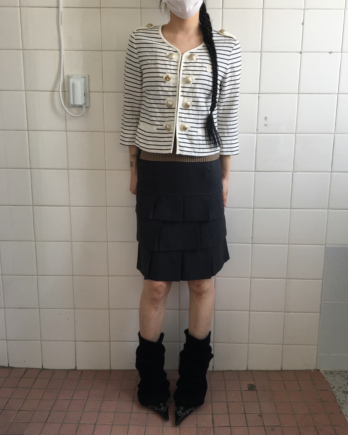 Stripe pattern double button jacket 상품이미지1