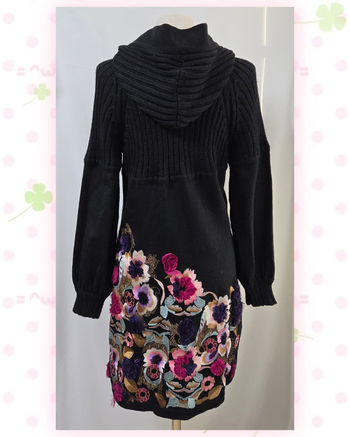 블랙 꽃자수 후드 롱가디건 상품이미지4