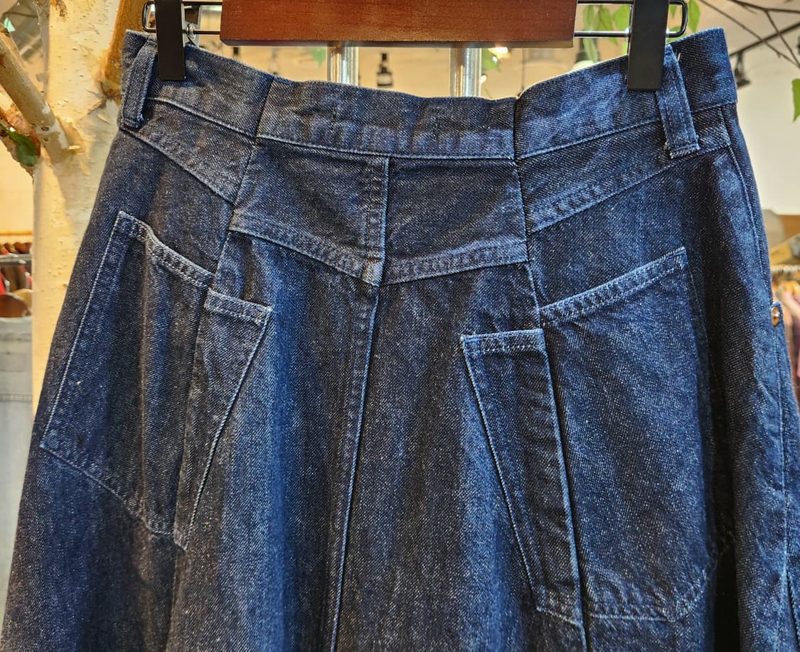 일본산 인디고 프론트 지퍼 A라인 플레어 데님 스커트 상품이미지6