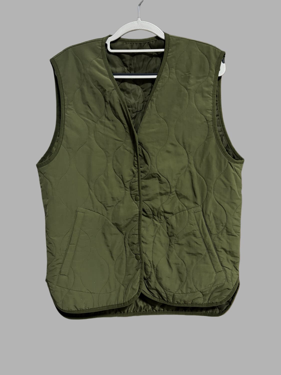 빈티지 카키색 퀄팅 누빔 조끼 상품이미지1