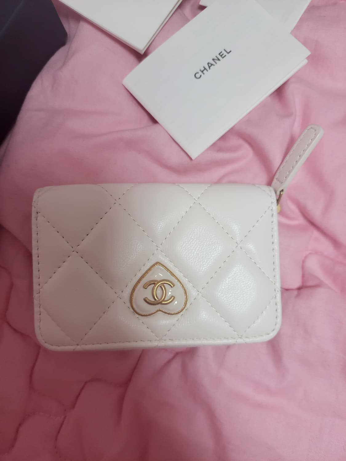 정품)급처미사용새상품!샤넬 하트 지갑 지퍼돌이 카드지갑 상품이미지4