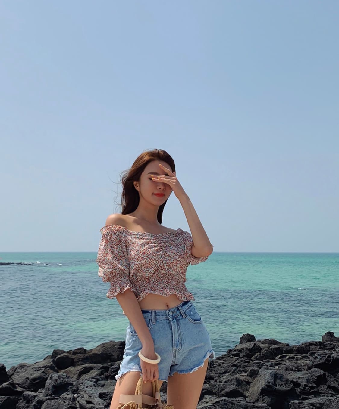 플라워 오프숄더 블라우스 상품이미지3