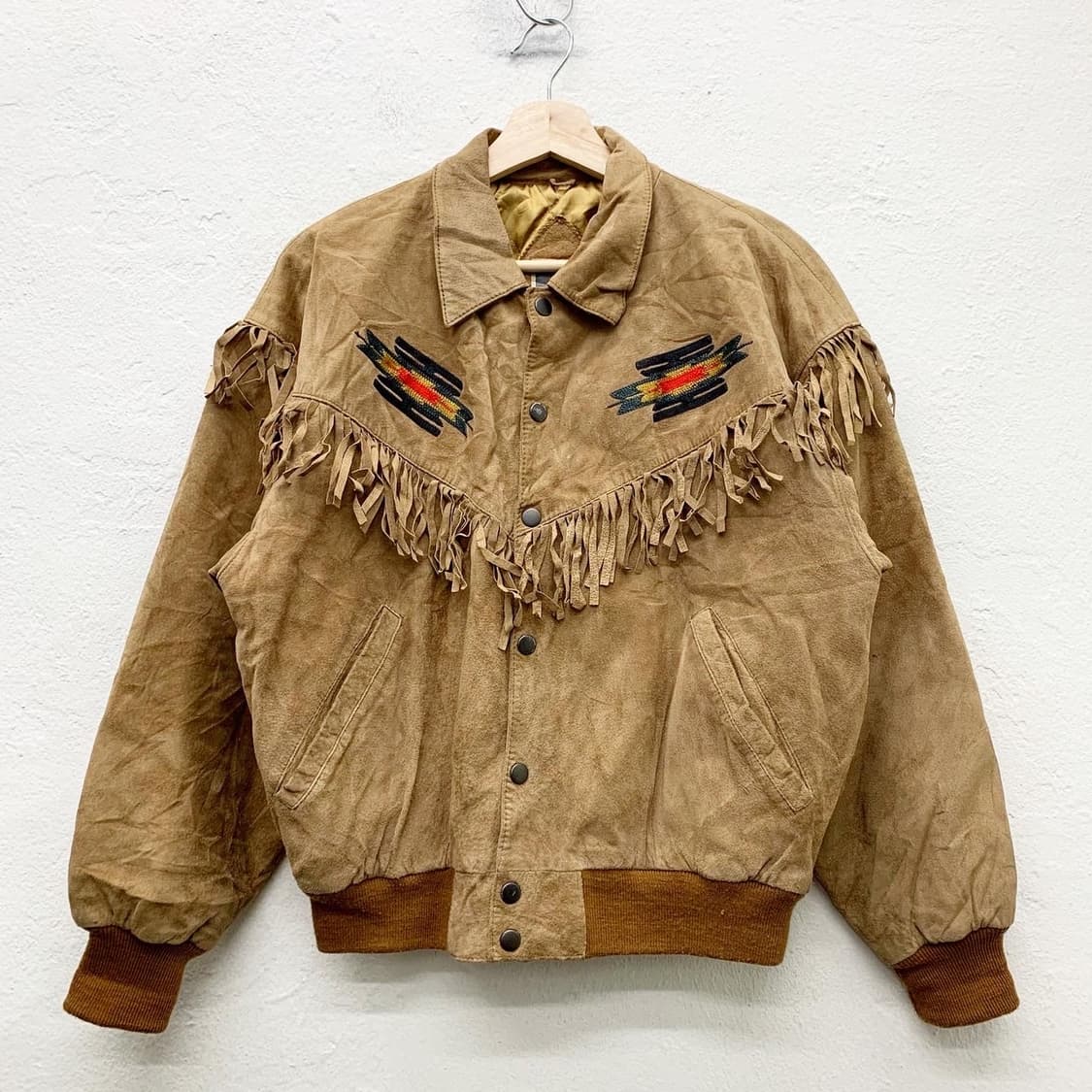 빈티지 베이지 피그레더 인디안 자켓 상품이미지3