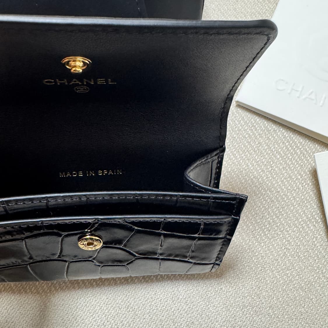 샤넬 크로커다일 악어 똑딱이 카드지갑 새제품 상품이미지4