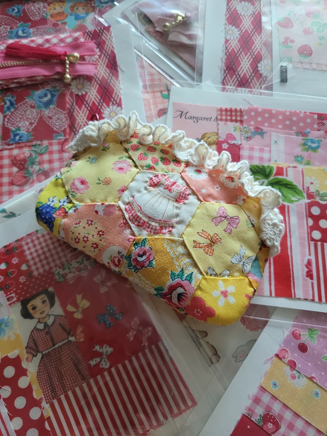 노랑노랑레이스퀼트카드지갑/핸드메이드/동전지갑/아이팟파우치 상품이미지5