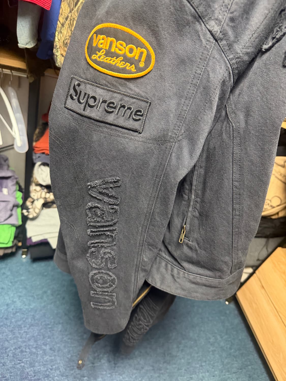 슈프림 x 밴슨 레더스 코듀라 데님 자켓 블랙 XL 상품이미지6