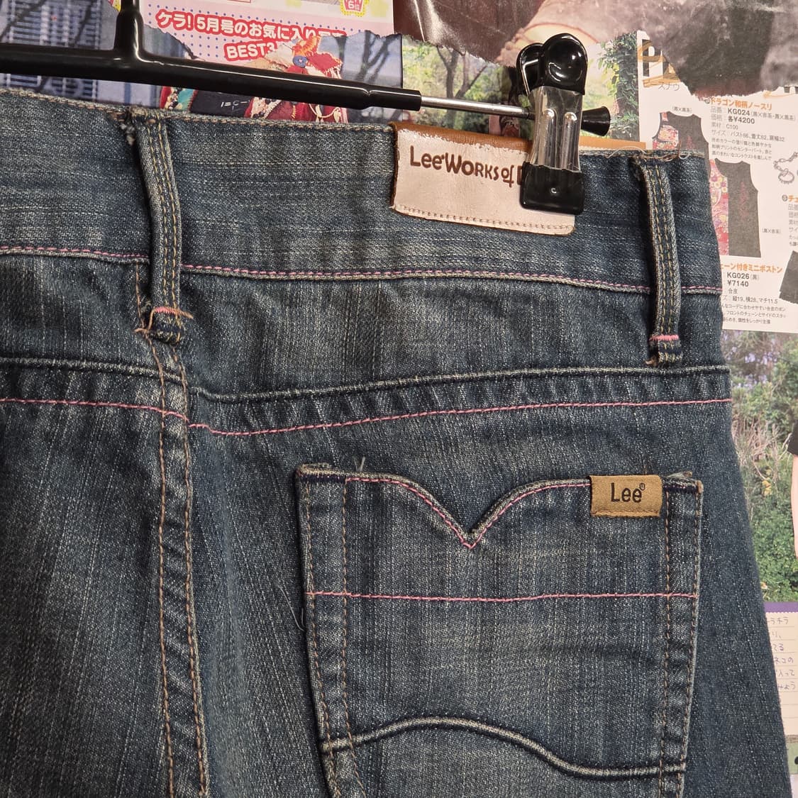 리 핑크 스티치 로우라이즈 세미 부츠컷 팬츠 상품이미지2