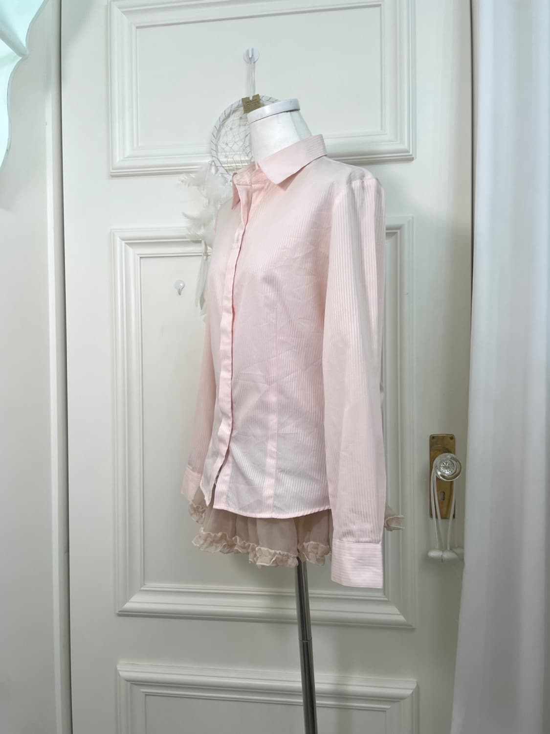 sheer pink basic line shirt 상품이미지2