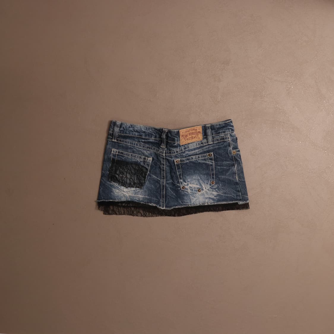 일본빈티지 데님 레이스 워싱 미니스커트 A474 상품이미지6