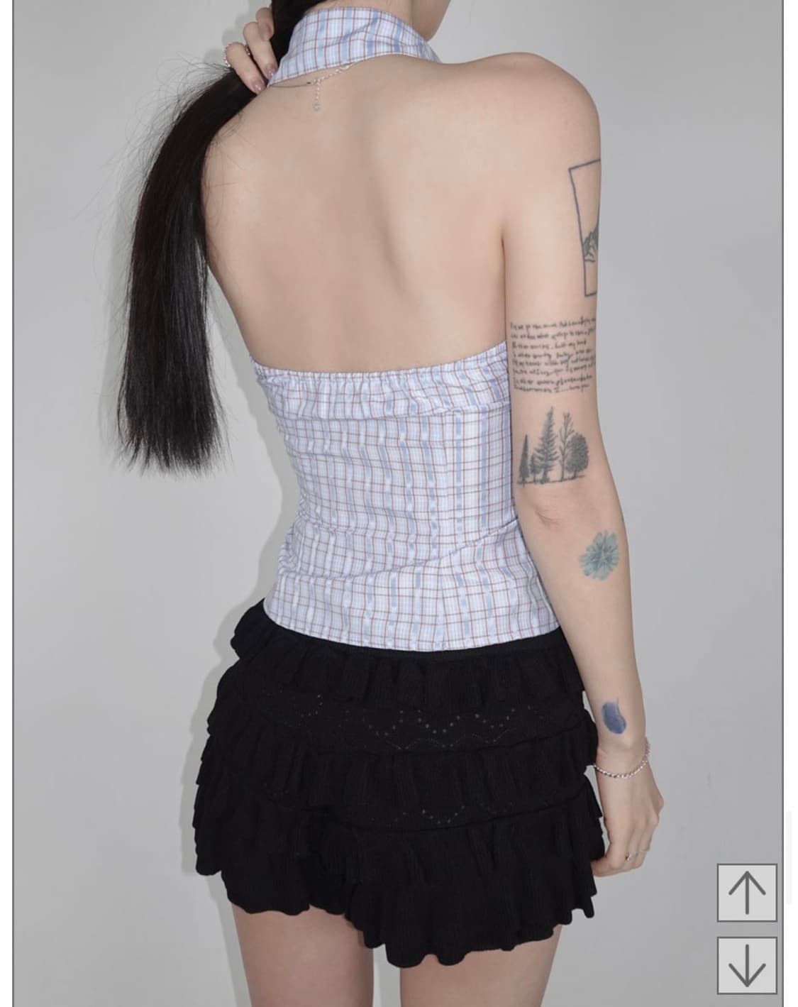 페일제이드) Check Halter-Neck Shirts Sky Blue 상품이미지3