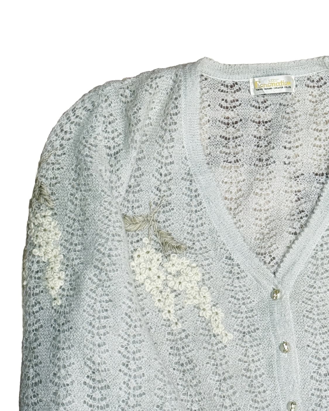 레이스 연그레이 아카시아 플라워 자수가디건 상품이미지3