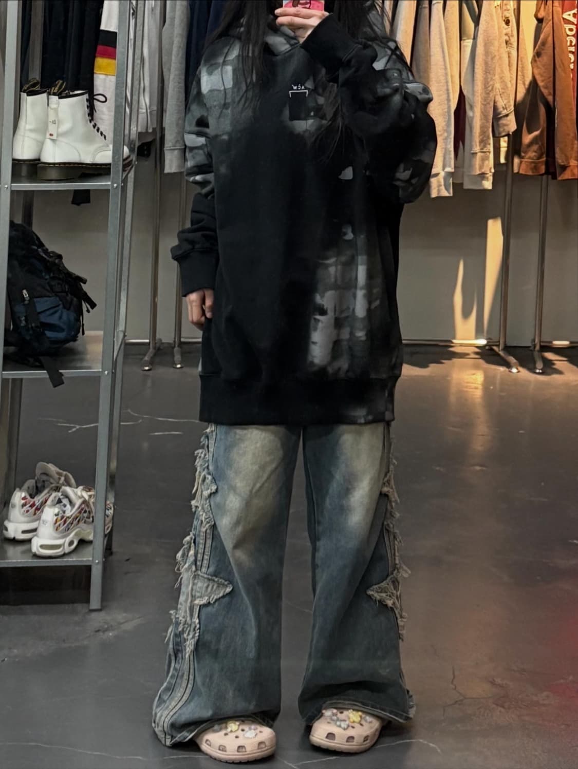 어콜드월 블랙 브러시 스트로크 후드티 A3242 상품이미지1