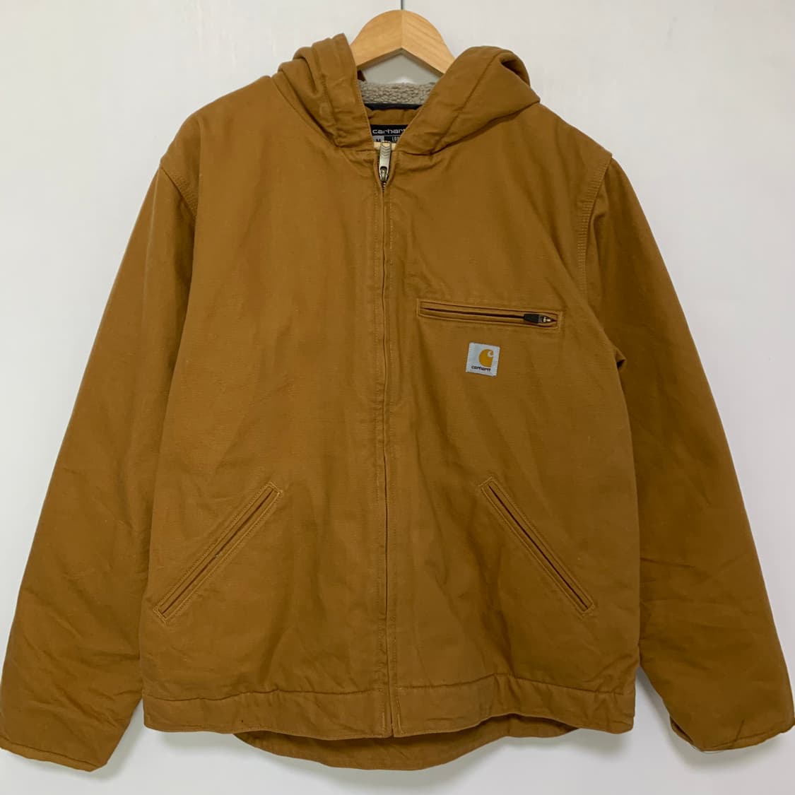 칼하트 빈티지 양털 후드 워크 자켓 카멜 브라운 루즈핏 남녀공용 M 상품이미지2