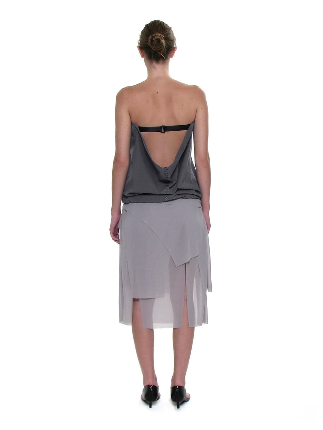 [택포]BOW-TIE PANELED MIDI SKIRT LIGHTGREY 상품이미지3