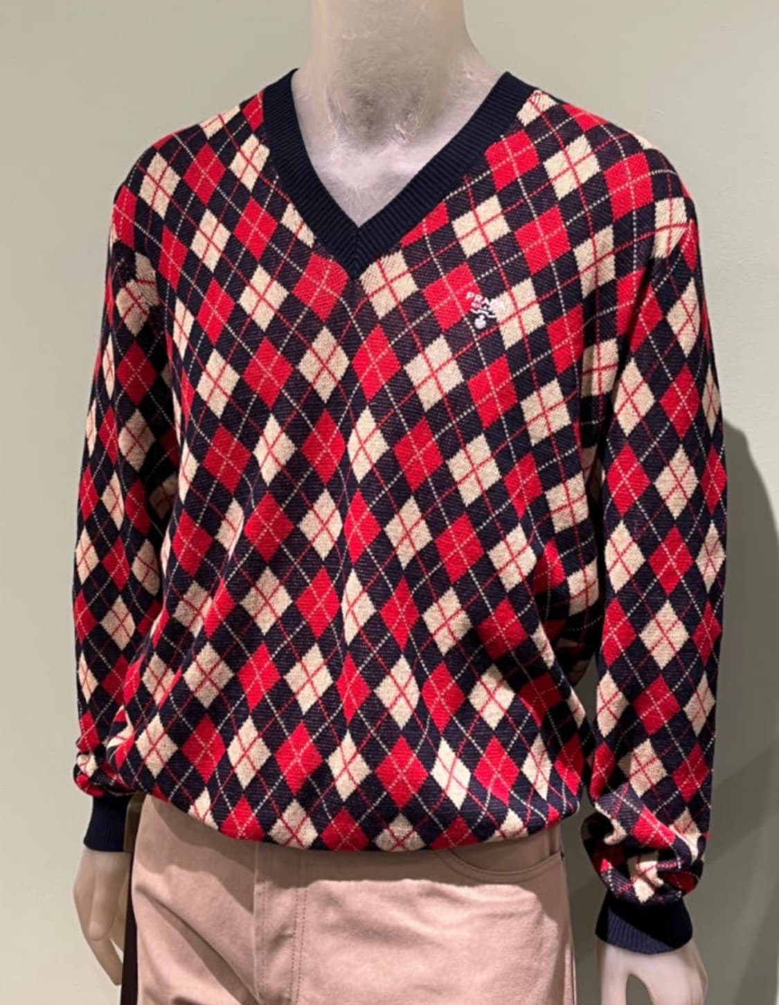 프라다 남성 아가일 체크 코튼 브이넥 니트 상품이미지2