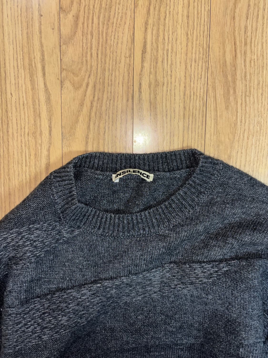 Crewneck Intarsia Knit Grey Blue 상품이미지3