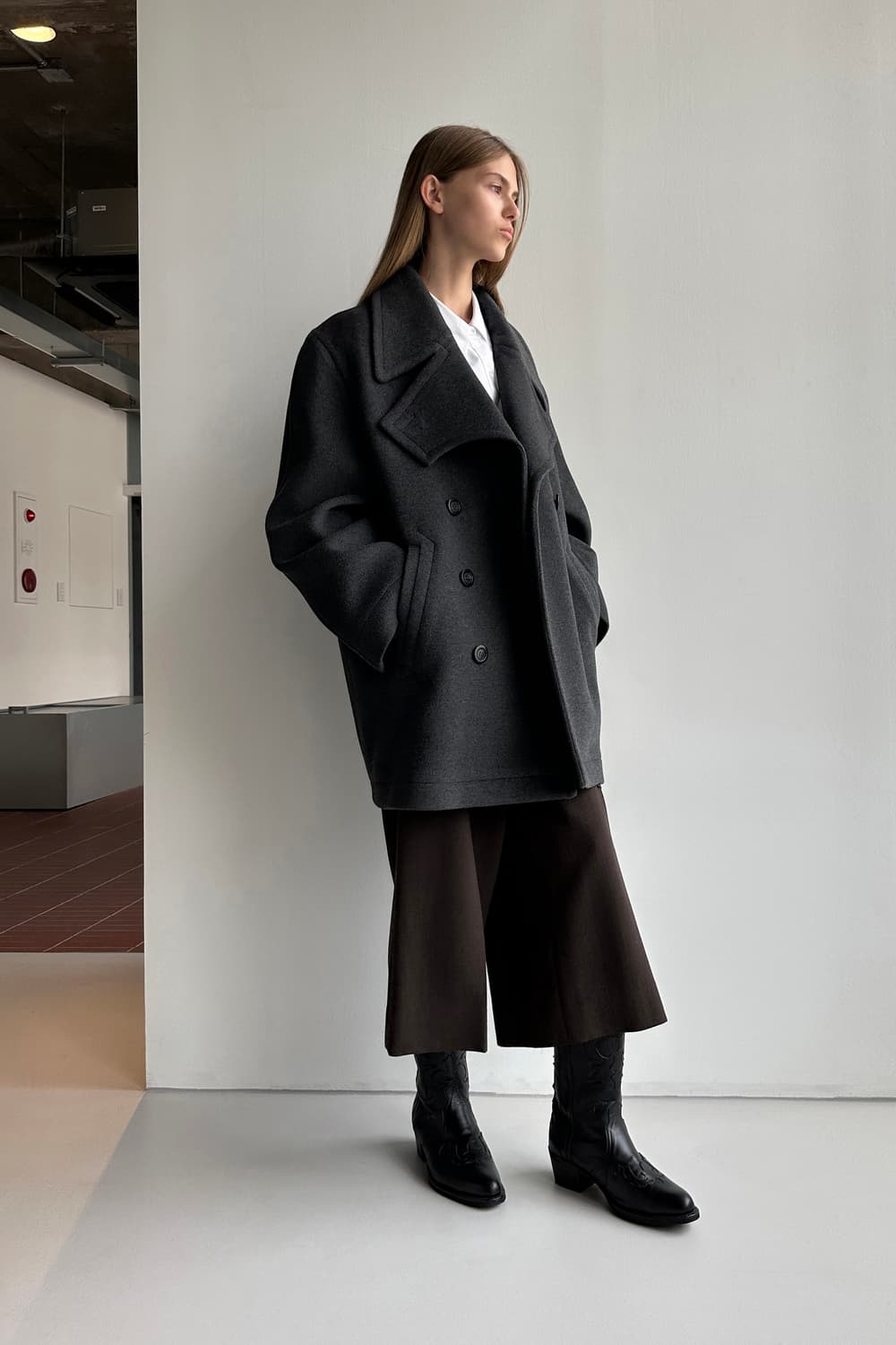 로우클래식 와이드 칼라 피 코트 상품이미지2