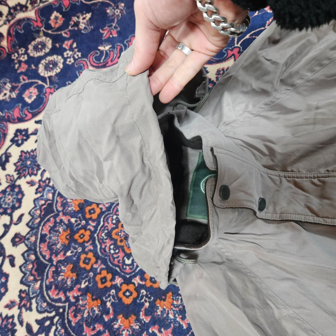 워터프루프 in USA 빈티지 플리스 라이닝 블루종 자켓 M size 상품이미지5