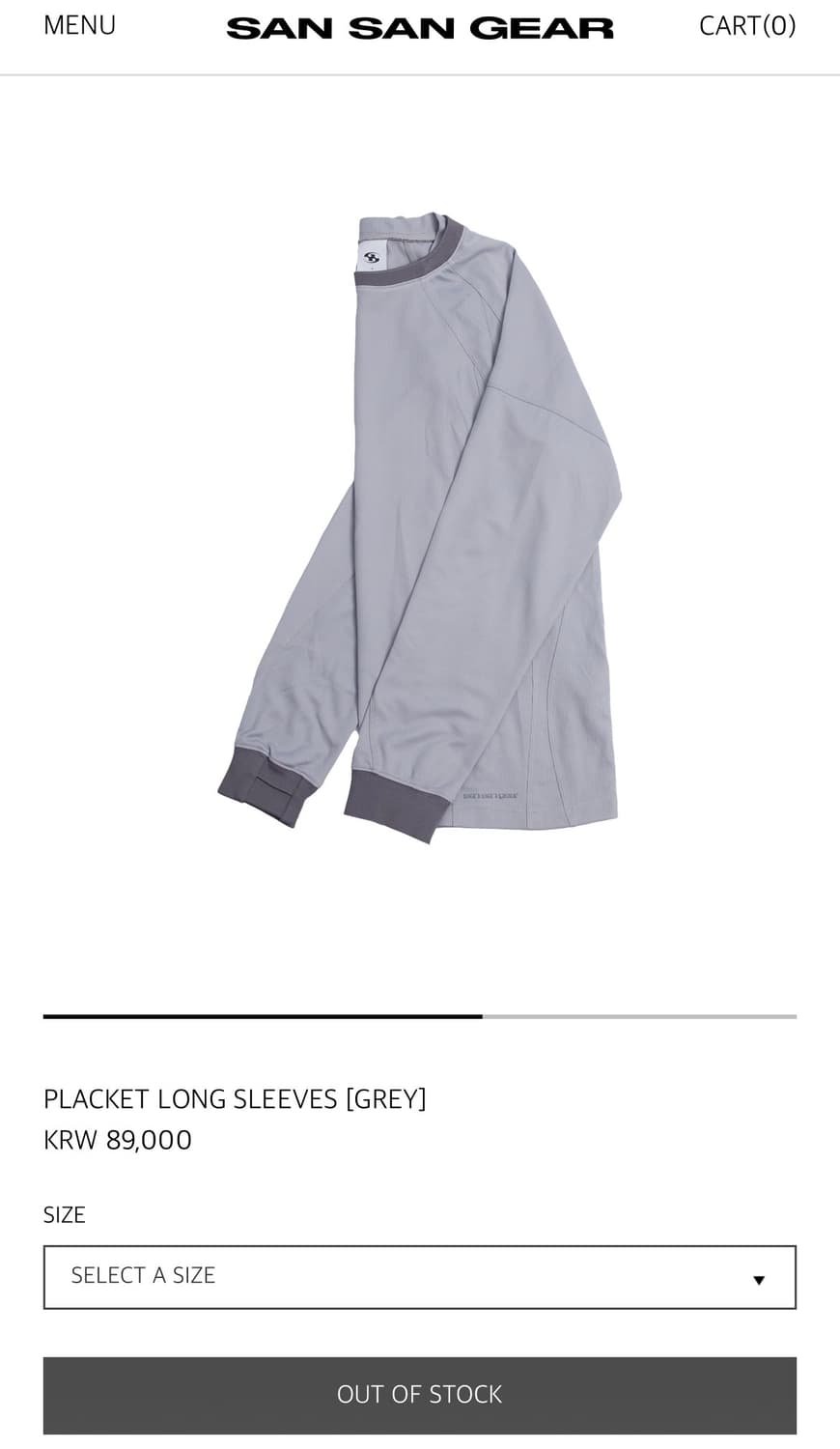 산산기어 PLACKET LONG SLEEVES(그레이) 3size 상품이미지3
