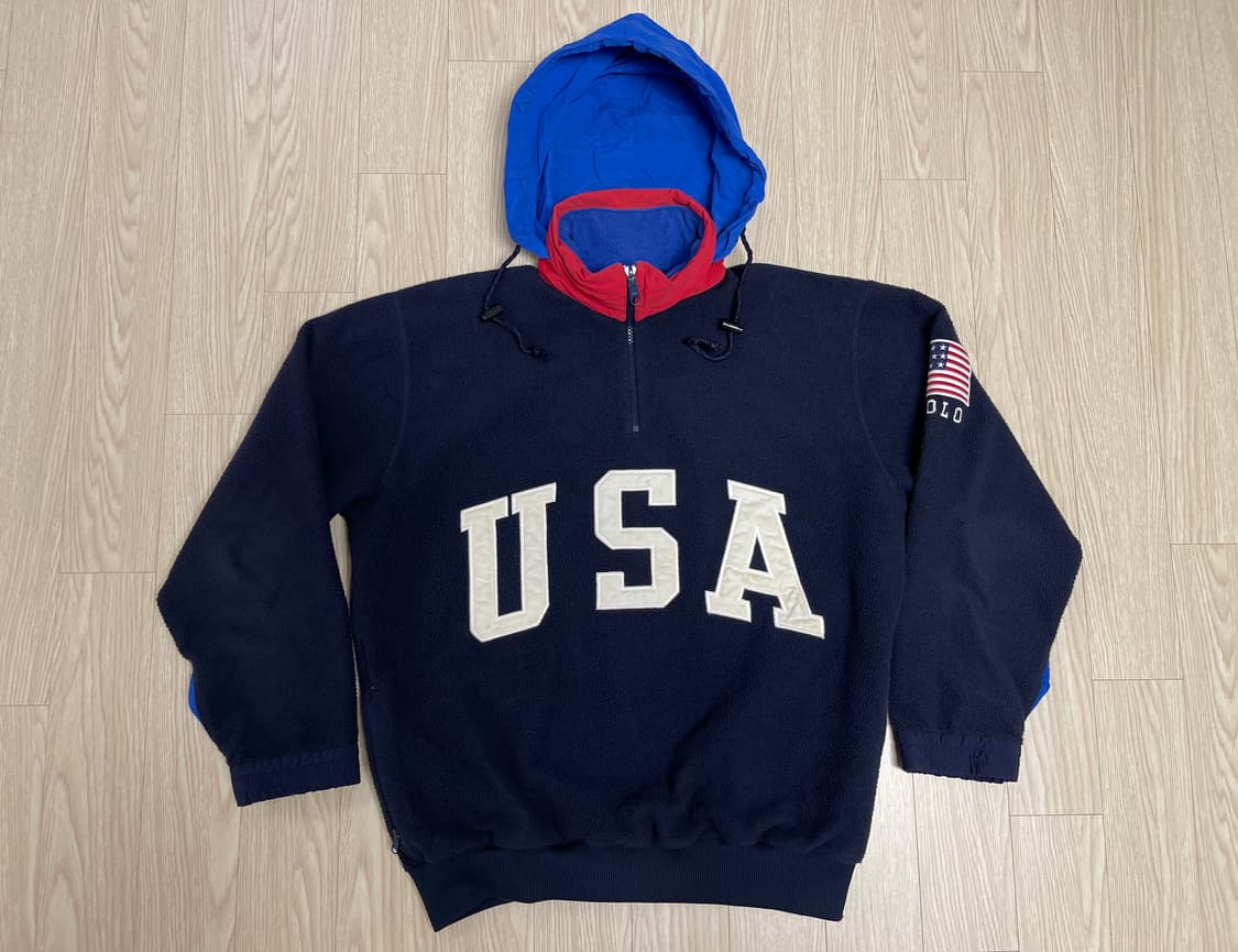90s 폴로 랄프로렌 USA 빅로고 하프 짚 플리스 상품이미지7
