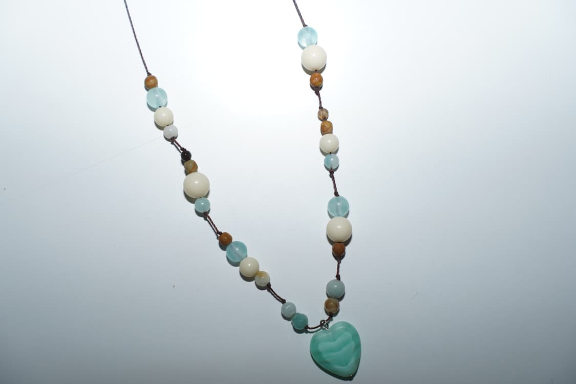 Mint heart 2 necklace 민트 하트투 비즈 목걸이 상품이미지4