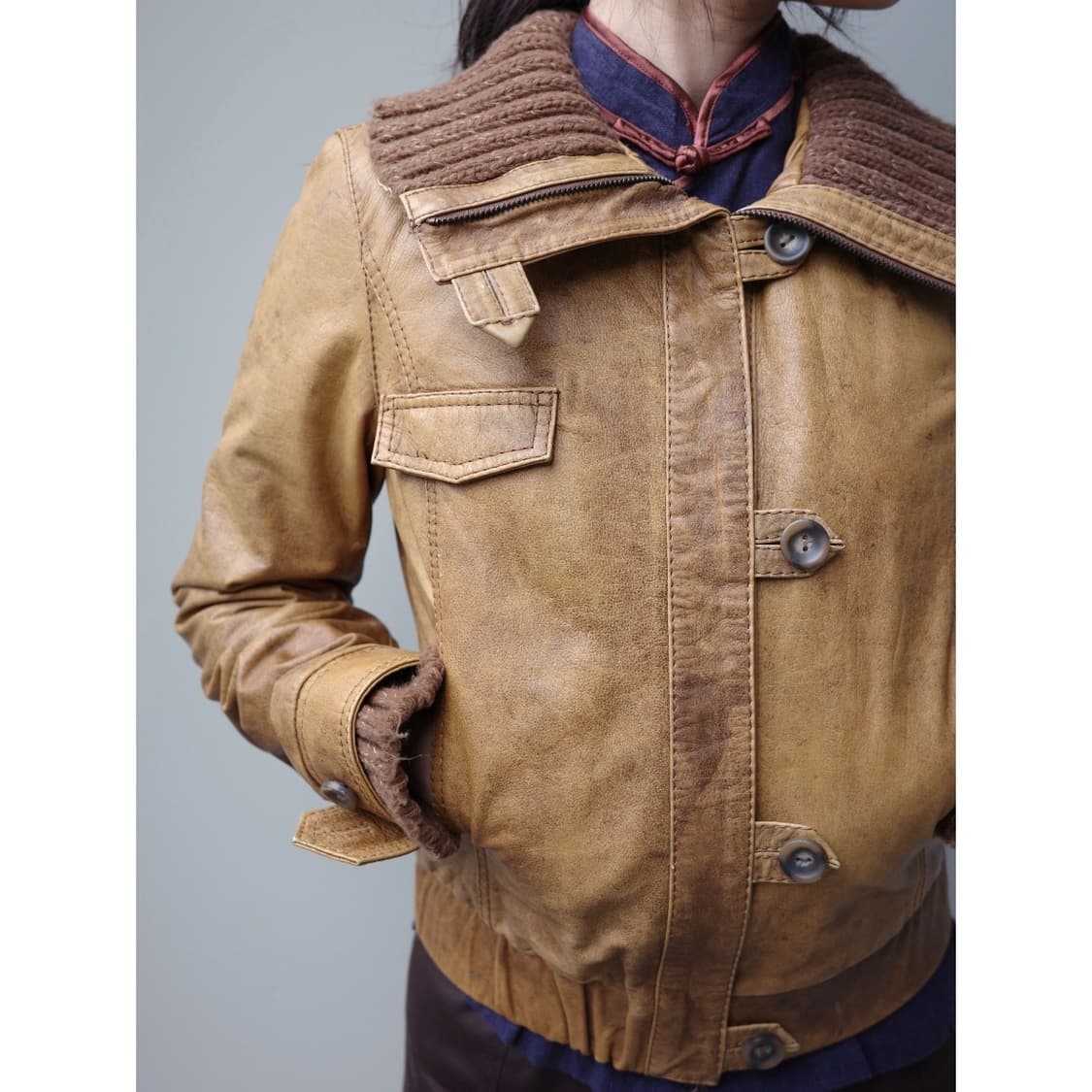 빈티지 브라운 리얼 레더 가죽 자켓 상품이미지2